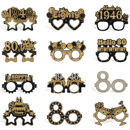 Camptrip 24Stk Geburtstag Party Brille Dekoration,Papierbrillen | Geburtstag für Männer Frauen,Lustige Papier Geburtstags Brille Deko,Geburtstags Photo Booth Requisiten