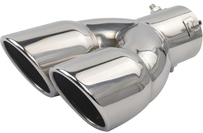 Car Tail Throat 3 Zoll Auspuffblende Doppelt Rund Doppelwandig Poliert Edelstahl 76mm Einlass Auto Auspuff Endrohre(Straight)