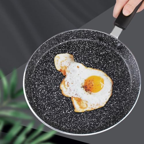 NINMORTH Poêle à crêpes avec revêtement non marbré 18 cm – Poêle à crêpes, omelette, dosa roti chapati, compatible induction et cuisinière à gaz, noir/doré