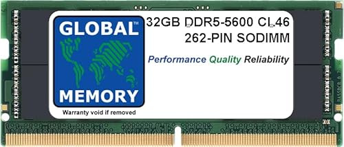 32GB DDR5 5600MHz PC5-44800 262-PIN SODIMM MEMORY RAM COMPATIBLE WITH LAPTOPS/NOTEBOOKS