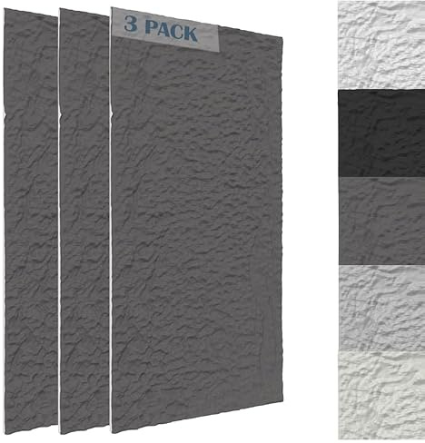 Aufun 3D Wandpaneele Steinoptik 120x60 cm, 5cm dick Polystyrol Wandverkleidung Innen, Leichte Deckenpaneele & Wandplatten, Stein Imitat, für Wohnzimmer Küche Bad Schlafzimmer, 3 Stück Schwarz