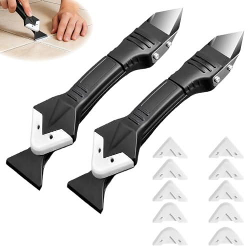 2 Stück Silikonentferner,Silikonentferner Bad,Silikonreiniger,Silikon Entferner,Werkzeug Set Abzieher,Auswechselbar Caulk Dichtungsdüsen,Fur Küche Bad Boden Spüle Fenster Abdichtung