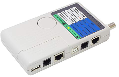 Good Connections Netzwerk-Kabeltester mit Remote-Einheit - für RJ45, RJ11, UTP/STP/BNC/USB - untersucht auf Durchgang, Kurzschluss, Adervertauschung und Kabeldefekt, Grau
