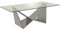 DRW Couchtisch aus Edelstahl und gehärtetem Glas, 8 mm, Farbe: Edelstahl, 120 x 60 x 45 cm