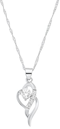 Amor Kette mit Anhänger 925 Sterling Silber Damen Halsschmuck, mit Zirkonia synth., 42 cm, Silber, Kommt in Schmuck Geschenk Box,