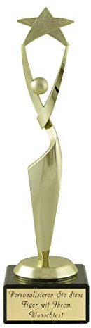 Siegerfigur Star, Pokal/Geschenk, Höhe 23 cm, auf edlem Marmor montiert, inkl. Wunschtext auf hochwertigen Aluschild