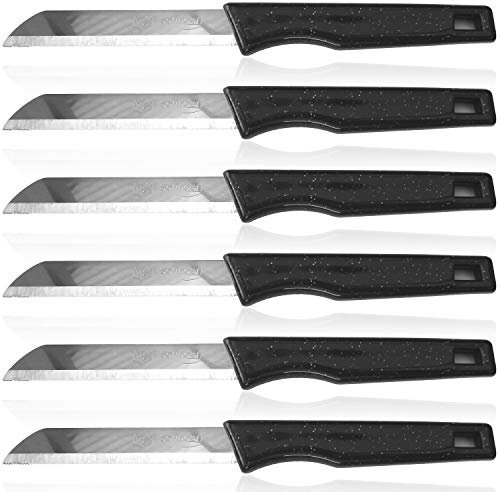Solingen Messer Obstmesser Küchenmesser Gemüsemesser (6er Set, Schwarz)