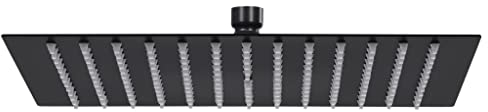 vidaXL Regenbrause Anti-Kalk-Düsen Brausekopf Duschkopf Kopfbrause Regendusche Duschbrause Wand Decke Edelstahl 40x40cm Quadrat Schwarz