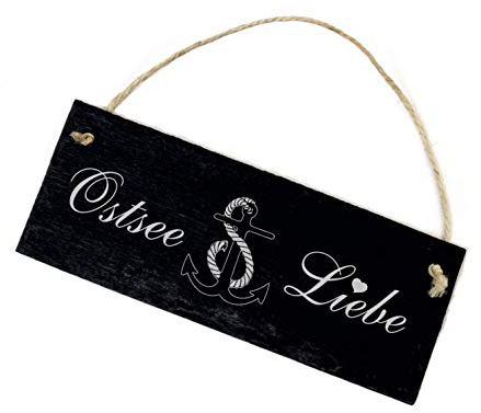 Schild Schiefertafel mit Gravur - Ostsee Liebe - Heimat Meer Dekoschild 22x8cm