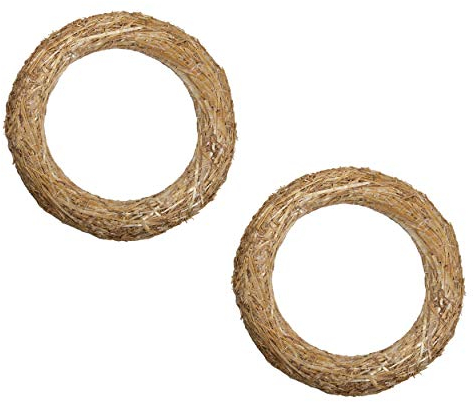 DekoPrinz® Strohkränze, 2 Stück | ø 20 cm Durchmesser | 3 cm Stärke | Strohrömer, Türkranz, Deko-Kranz, Kranz-Rohling, Strohring