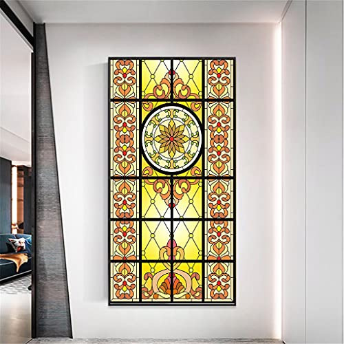Dekorfolie Glasmalerei Fensterfolie Sichtschuzfolie Milchglasfolie Kirchenstil 38B Statisch Haftend Privatsphäre Fensteraufkleber 45x60cm
