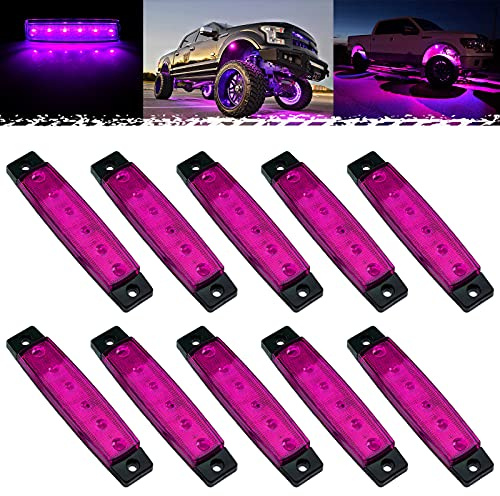 PSEQT 10 Stück LED Rock Strip Lights Auto Außen Unterleuchtrad Kotflügel Brunnen Beleuchtung Kits Wasserdicht für Golfwagen Wrangler Offroad Truck RV UTV ATV Schneemobil (lila)