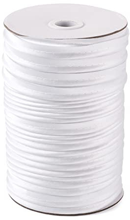 PandaHall Maxi-Kordel für Paspelierbänder, 11 mm, Weiß, 100 m, 11 mm, Weiß, eingefaltet, Schrägband, Polyester, Schrägband zum Nähen, Trimmen, Polster, Hut, Stirnband, Kleid, Dekoration