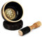 NKlaus Set de bols chantants Fleur de vie en fabre noir doré avec maillet et coussin pour bols chantants Meditaions Schale 2670