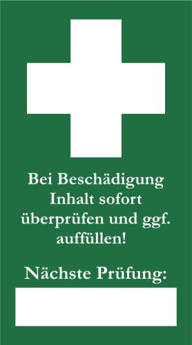48x Siegel für Erste Hilfe Verbandskasten 25x45 mm selbstklebend CO2 neutral in Deutschland gedruckt Prüfsiegel Kontrollsiegel Prüfplakette Siegeletiketten Betriebsverbandkasten Erstehilfekasten (48)