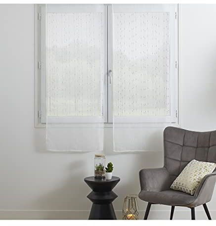 Atmosphera - Lot de 2 voilages Anissa - Blanc 60x160 cm