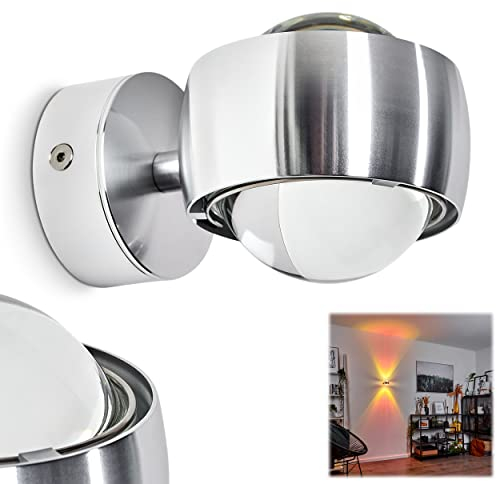 HOFSTEIN Wandleuchte Sapri, moderner Wandstrahler aus Metall/Glas in Silber/Klar, 1 x G9, ohne Leuchtmittel, Wandspot mit tollem Lichteffekt, Up&Down Leuchte, Lieferumfang: 2 x Farbfilter rot