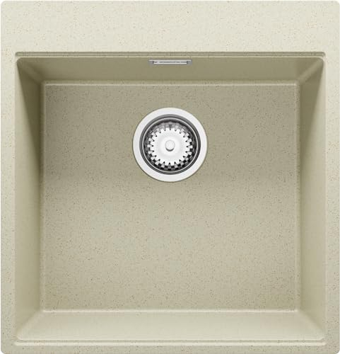 Fregadero Cocina Beige 48x50cm, Fregadero Granito 1 Seno + Sifón, Fregadero sobre encimera al mueble 50cm - Oslo Top de Primagran