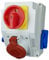 RoadEu toma de pared combi 32A 5P, 2x tomas Schuko 230V, interruptor principal 0-1 con bloqueo