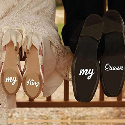 4 Stück König/Queen-Schuhe Hochzeit Dekor Ehe Zubehör Braut Bräutigam Hochzeit Aufkleber Vinyl Wasserdicht Selbstklebende Schuh Aufkleber4pcs Width 5cm