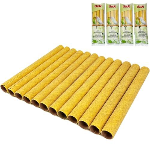 S&X Lot de 12 grandes housses de perchoir pour cage à oiseaux, papier abrasif pour perruches, canaris, inséparables et autres petits oiseaux