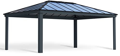 Canopia by Palram Pavillon wasserdicht Dallas 14x20 Gartenpavillon stabil und Winterfest 4.3x6.1 m Alu Grau