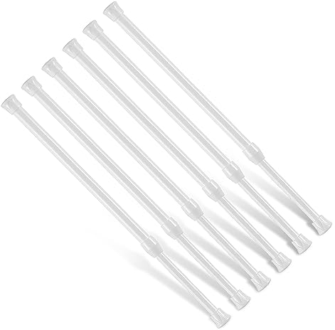 6 aste di tensione da 30-50 cm, senza trapano, per tende, asta estensibile a molla bianca regolabile, asta appendiabiti per armadio, bagno, camera da letto