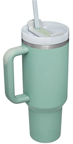 40oz Adventure Quencher Becher, Flip Cap Straw Cup mit Griff Geeignet für Leak proof Traveler's Water Cup Stainless Steel Material - Traveler's Water Bottl (Eucalyptus color)