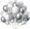 12 Zoll Silber Weiß Helium Latex LuftBallons,Ballons mit Silber Konfetti für Partys Dekoration-50 Stück