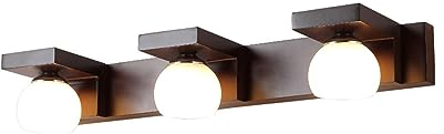 Wandleuchten Weißer Glasschirm Holz Wandleuchter Eitelkeit Leuchte Spiegel Fill Lampe Wandleuchte for Schlafzimmer Nachttisch Wohnzimmer Badezimmer Puderzimmer Flur ( Color : Walnut , Size : 3-light )