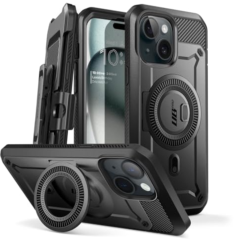 SUPCASE Unicorn Beetle Pro Mag Schutzhülle für iPhone 15 / iPhone 14 / iPhone 13, 15,5 cm (6,1 Zoll), kompatibel mit MagSafe Ganzkörper-Schutzhülle mit integriertem Displayschutz, Ständer und