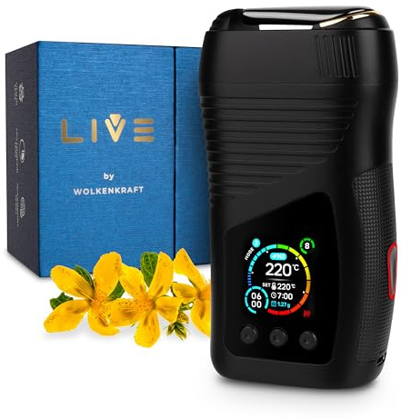 WOLKENKRAFT LIVE Vaporizzatore Premium per erbe & estratti | convezione ibrida | Filtro COOLSCREEN | 40 - 220 °C | USB-C | display RGB | personalizzabili | raffreddamento efficiente