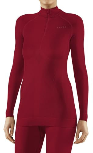 FALKE Damen Baselayer-Shirt Maximum Warm High Zip Neck W L/s Sh Funktionsmaterial schnelltrocknend 1 Stück, Rot Red 8644, XS
