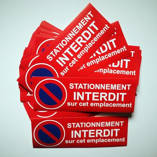 Lot de 30 autocollants de stationnement gênant. 7,4 x 21 cm. Voitures mal garées. Mauvais stationnement ROUGE
