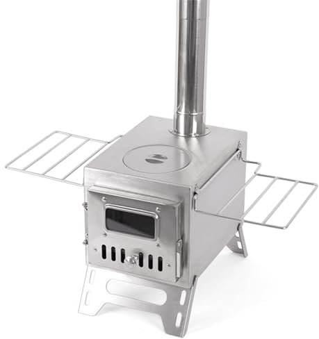BAOSHIDAER Camping im Freien Holzbrenner Herd Brennholz Brenner Edelstahl Faltbar Heizung mit Zelt Feuerfenster Terrasse Kamin Lagerfeuer Küche ideal für Picknicks, Feuerstelle im Freien