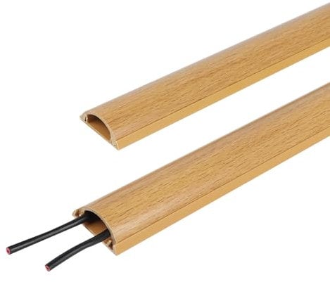 SWAWIS 10 Stück 100x3x1.2cm Kabelkanal Holzoptik, PVC Boden Kabelschacht Selbstklebend, Kabelabdeckung, Kabelkanäle Flach für Verstecken von Kabeln im Büro der Heimschule, Kabelabdeckung