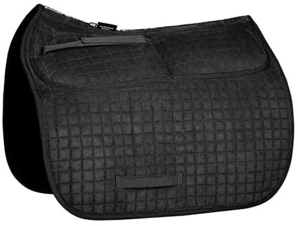 Harrison Howard Diamond gesteppte Dressur-Schabracke verstellbar mit 4 Taschen und Schaumstoffeinlagen mit differenzierter Dicke Reitunterlage mit zusätzlicher Dämpfung und Komfort schwarz