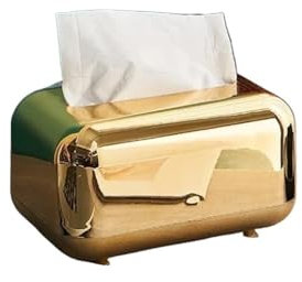 Taschentücher Box Luxuriöse goldene Taschentuchboxen zur Aufbewahrung von Serviettenhaltern, Papierhüllen, Organizer, Ornament, Basteln, Schreibtisch-Taschentuchhalter, Taschentuchbox for die Küche(Go