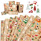 DPKOW Geschenkpapier Weihnachten, 8 Blatt Weihnachtspapier Geschenkpapier Kraftpapier Natur, Recycelbares Christmas Wrapping Paper Weihnachten Einschlagpapier für Geschenkverpackung Weihnachts,70x50cm