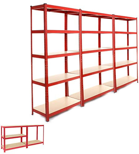 Scaffalatura a 5 ripiani, 180 x 90 x 40 cm, 3 unità, capacità 175 kg per ripiano, ripiani indipendenti senza bulloni, per garage, casa, capanno, magazzino
