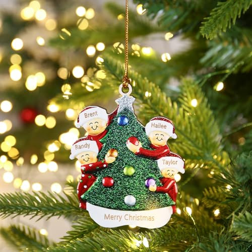 Jeweidea Personalisierte Weihnachtsanhänger mit Namen Weihnachtsbaumschmuck Holz 2024 Weihnachtsdeko Holz Aufhängen (A-Namen 4)