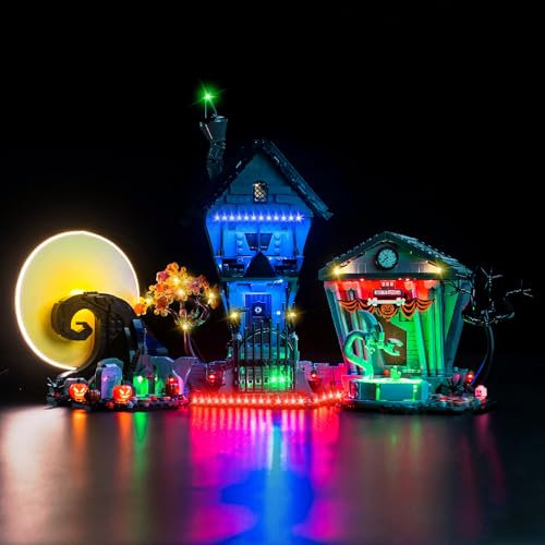 LocoLee Licht Set Kompatibel mit Lego 21351 Tim Burtons Disney Film Nightmare Before Christmas Aktualisiertes Version, Nur Lichter Set, Licht Beleuchtung Set Compatible with Lego Disney Tim Burton's