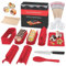 SKYSER Sushi Maker set Teller, 20 Artikel Kit für Anfänger zum selber machen, Kann als Sushiteller verwendet werden mit Reis Roll Formen, Gabel, Messer, Rolling Matte, Stäbchen, Komplett(Rot)