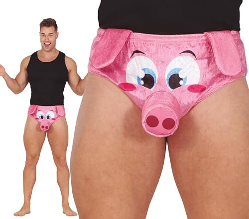 FIESTAS GUIRCA | Slip Cochon - Culotte Amusante pour Enterrement de Vie de Garçon et Fêtes Costumées - Idéal pour Célébrations et Événements - Homme Adulte - Rose