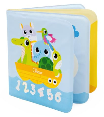 Chicco Juego Libro de Baño para bebés, Plástico Blando, Aprende los Números, los Colores y los Animales, Ligero y Fácil de Abrir, Se Colorea con el Agua, Juguetes para Niños 6-36 Meses