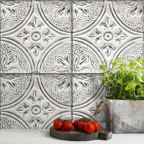 ReWallpaper Papier Peint Adhesif Mural Carrelage Gris Effet 3d 44.5CMx7M Papier Autocollant pour Meuble Vintage Chambre Escaliers Vinyle Adhesif Mural Decoratif Carrelage Salle De Bain Etanche