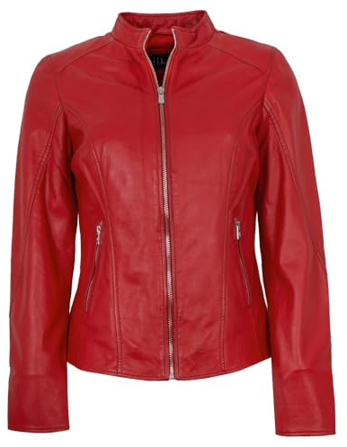 Jilani - Damen Echtleder Lederjacke Lammnappa Salsa rot Größe 48