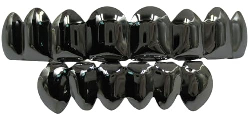 8-teilige vergoldete Hip Hop Zähne Grills Komplettes Set Professionelle Qualität für Halloween Bühnenauftritte Zubehör Geschenk