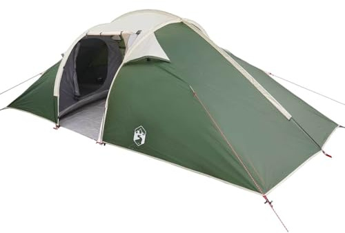 vidaXL Tent with Roof Green and Black 510 x 240 x 156 cm Polyester, Modern Rectangular Portable Camping Tent, Waterproof Shelter, Family, Windproof, Outdoor Gear for Summer Hiking
