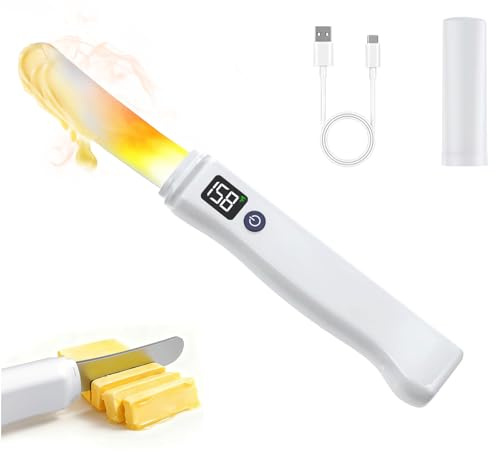 Blissfuhue Heated Butter Knife - Smart Temperature Control with 2 Adjustable Settings (131°F & 158°F) - Stainless Steel Butter Spreader For Butter, Cheese, Honey, Jam, Peanut Butter, and More